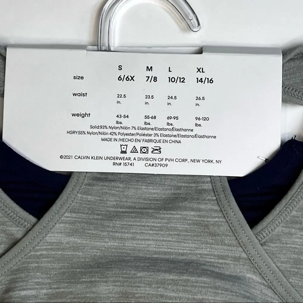 Calvin Klein Girls Seamless Sports Bra Two Pack Size 6-6x NWT